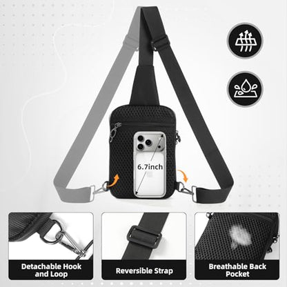 Crossbody Bag Sling Bag Anti Theft for Men Women RFID Blocking, Small Shoulder Chest Bags with Zipper Lock - color: Black