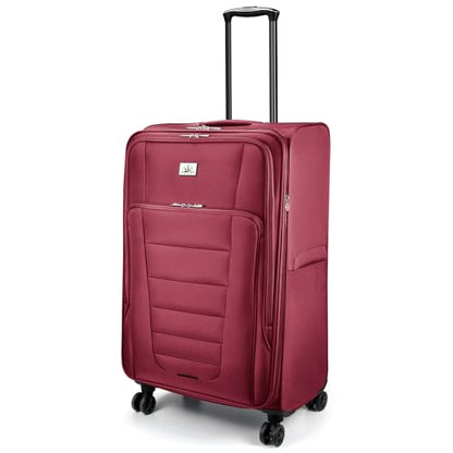 Verdi Softside Expandable 28 Inch Luggage with Spinner Wheels Lightweight Travel Suitcase (Burgundy, Checked-Large 28-Inch) - color: Burgundy, size: Checked-Large 28-Inch