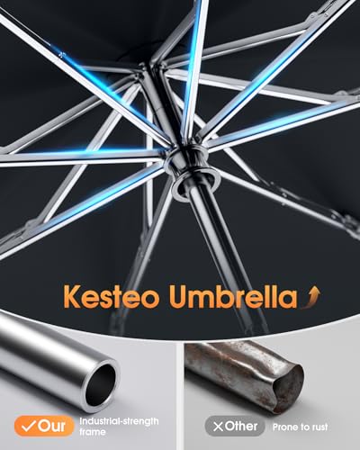 Windproof Travel Umbrella for Rain, Withstand 85MPH Winds, 52 Inch Automatic Reverse Fold Umbrellas Easy Auto Open Close, Portable Compact Umbrella Includes Cover Bag, Perfect for Travel, Car, Commute, Women Men, Backpack - color: UV - Gray