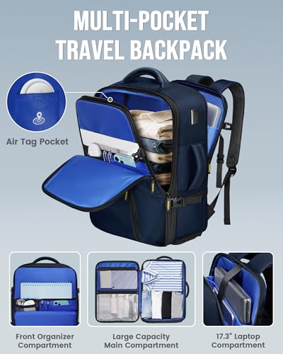 MATEIN Personal Item Backpack 18x14x8, Expandable Underseat Travel Backpack - color: Blue