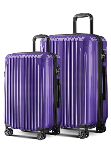 Luggage 2 Piece Expandable Suitcases with Wheels - color: Midnight Violet, size: 2 Set (20In/24In)