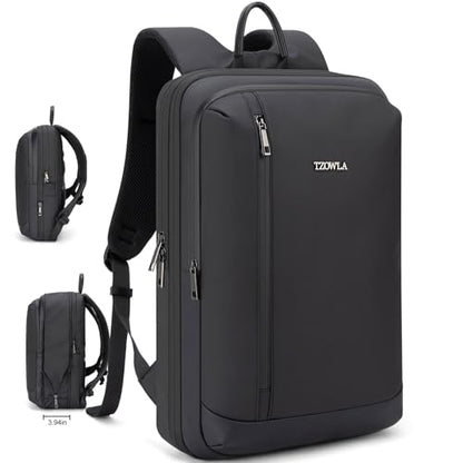 Tzowla Business Commute Laptop Backpack Fit 17.3 Inch Laptop, Waterproof Work Backpacks with USB3.0 Charging Port - color: Black
