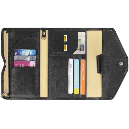 ZOPPEN Passport Holder Travel Wallet Organizer for Women,Black - color: Black