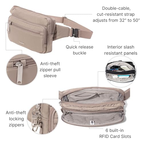 Baggallini Securtex Anti-Theft Belt Bag - color: Moonrock