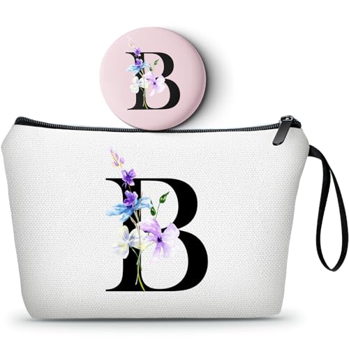 A-Z Personalized Maid Of Honor Gifts, Initial Makeup Bag with Mirror, B - color: White, style: B