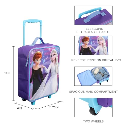 Frozen 2 Anna & Elsa Formal Wear 14" Youth Purple Soft Sided Luggage - color: Frozen 2 Anna & Elsa