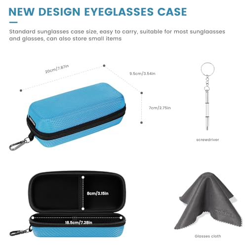 molshine Double Eyeglasses Case,EVA Hard Shell Portable Sunglasses Case with Metal Buckle for Sunglass,Eyeglasses - color: Peacock Blue