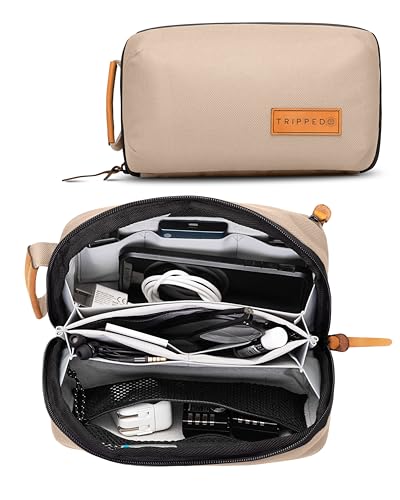 TRIPPED Travel Gear Tech Organizer Pouch for Cables and Accessories - color: Tan