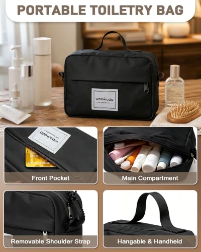 WOOMADA Extra Large Travel Duffle Bag with Shoes Compartment, Women Weekend Carry On Overnight Bag with Detachable Crossbody Bag for Travel, Business, Sports & Hospital(black) - color: Black