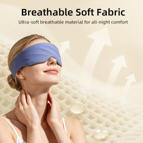 Weighted Sleep Mask, 3D Blackout Eye Mask Glass Beads Travel - color: Blue