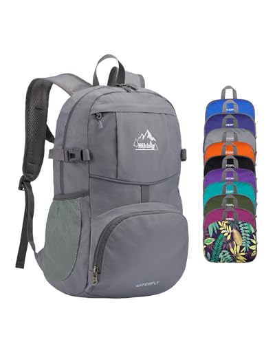 WATERFLY Small Lightweight Packable Hiking Backpack Foldable Travel Daypack - color: C-gray, size: 25L
