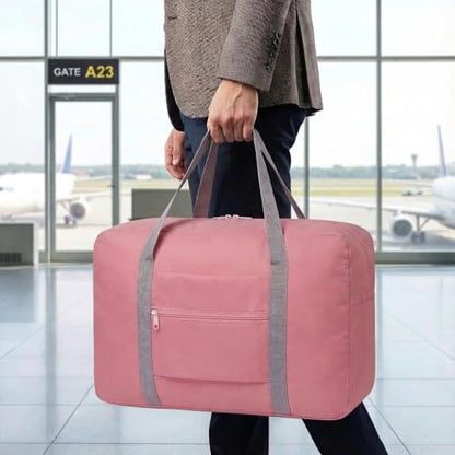 Lightweight Foldable Travel Duffel Bag, Compact Carry-On Luggage for Overnight Trips, Unisex Weekender (Pink) - color: Pink