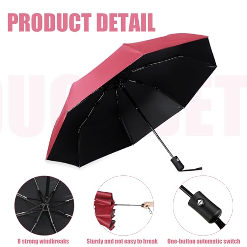 Jexine Windproof Travel Umbrella Compact Small - color: Black, Navy, Wine