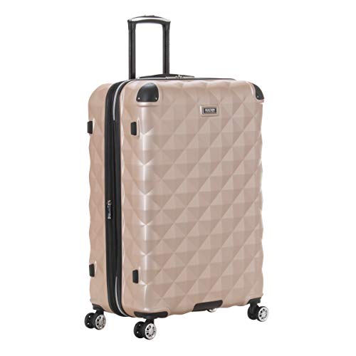 Kenneth Cole REACTION Diamond Tower Collection Lightweight Hardside Expandable 8-Wheel Spinner Travel Luggage, Rose Gold, 28-Inch Checked - color: Rose Champagne, size: 28-Inch Checked