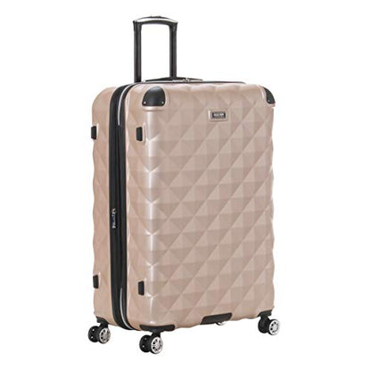 Kenneth Cole REACTION Diamond Tower Collection Lightweight Hardside Expandable 8-Wheel Spinner Travel Luggage, Rose Gold, 28-Inch Checked - color: Rose Champagne, size: 28-Inch Checked
