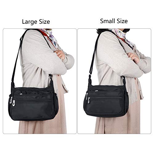 Crossbody Bag for Women Waterproof Shoulder Bag Multi Pockets Nylon Purse - color: Navyblue-s