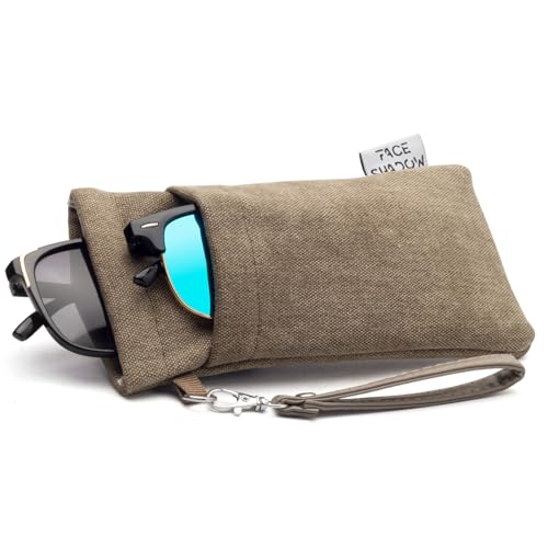 Face Shadow Double Glasses Case Soft Eyeglass Case For Women Men - color: Canvas Brown