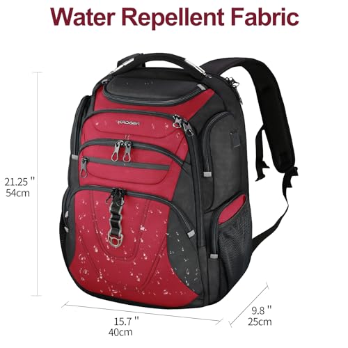 KROSER Travel Laptop Backpack 18.4 Inch XXXL Computer Backpack for Men - color: Black/Red, size: 18.4 inch