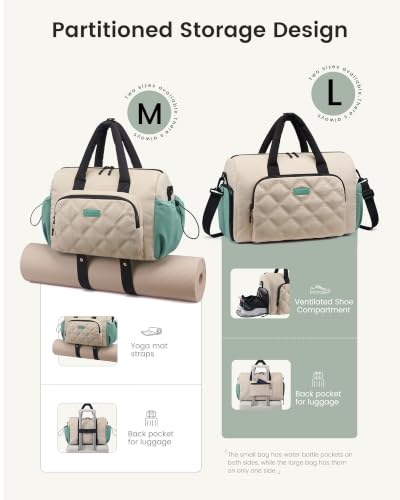 LOVEVOOK Small Gym Bag for Women with Large Water Bottle Pocket,Black - color: Black, size: Medium