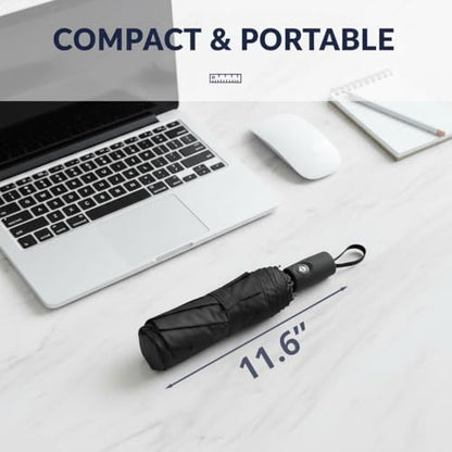 Mr. Pen- Windproof Travel Umbrella, Small Water-Resistant Automatic Folding Umbrella for Rain and Sun, Light, Compact and Portable for Women & Men, Fits Car & Backpack - color: Black