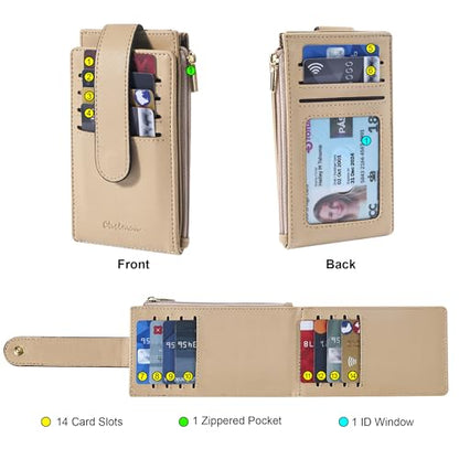 Chelmon Women's RFID Slim Card Holder Wallet - color: Khaki