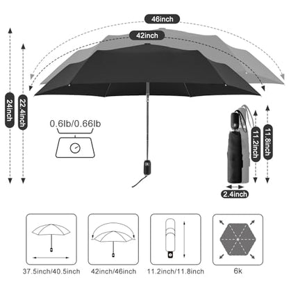 Automatic Mini Flat Umbrella Compact Travel Rain | Auto open close mini flat umbrella for purse, pocket, backpack, car, school, commute, office, travel and daily rain gifts - color: 01.Black, size: 46inch
