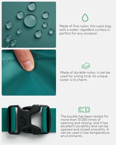 WATERFLY Fanny Pack Waist Bag: 2.5L Large 5 Zipper Pockets for Women Men - color: Cyan