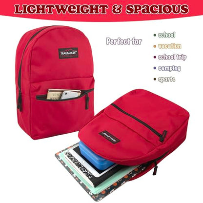 Trail maker Classic 17 inch Backpacks with Adjustable Padded Straps | School Backpacks for Girls, Boys - color: Red