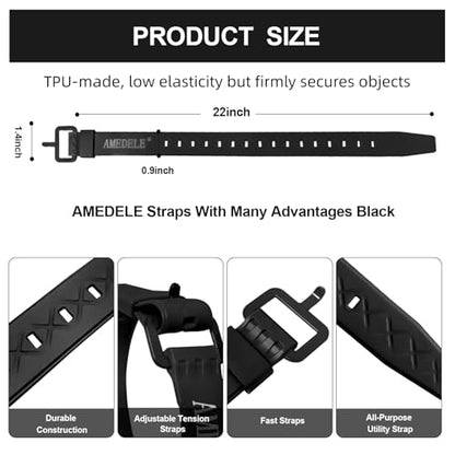 4 Pack 22" Rubber Tie Down Straps,Quick Lashing Straps with Buckles - color: Black, size: 22" Length / 4 Pack