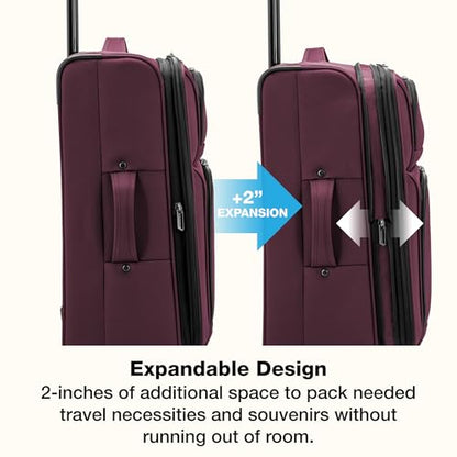 U.S. Traveler Anzio Softside Expandable Luggage with Spinner Wheels, Burgundy, 26-Inch Medium - color: Burgundy, size: 26-Inch Medium