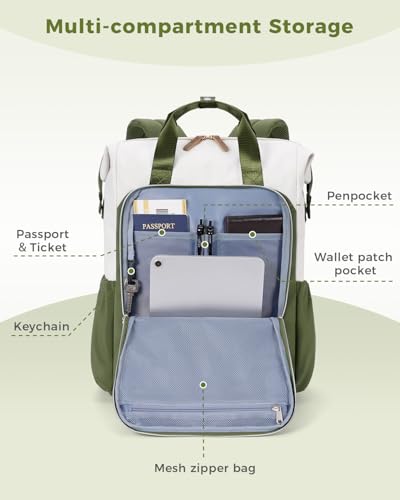 ECOHUB 17" Laptop Backpack for Women 25L Cute Teacher Work Backpack,Green - color: Green