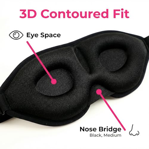2 Pack Sleep Masks 3D Contoured Eye Mask for Sleeping - color: Darkgray&pink
