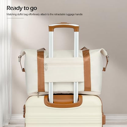 Coolife Luggage Set 3 Piece Luggage Set Carry On Suitcase Hardside Luggage with TSA Lock Spinner Wheels(White, 3 piece set (DB/TB/20)) - color: White, size: 3 piece set (DB/TB/20)