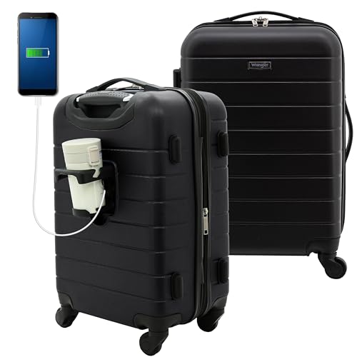 Wrangler Smart Spinner Hardside Luggage, 22-Inch Carry-On, Black - color: Black, size: Carry-On Only