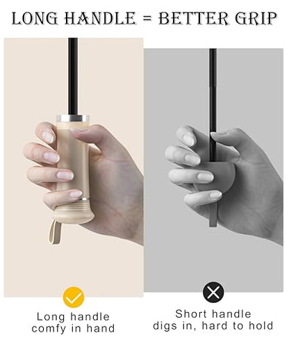 Mini Travel UV Umbrella Hidden Handle Ultra Compact Sun UPF 50+ - color: Beige & 41.3"