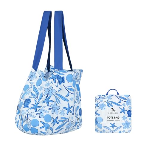 Dock & Bay Everyday Beach Tote Bag - Reusable Carrier Bag for Daily Use - Carries Up to 10kg - 100% Recycled Materials - color: Wavy Baby