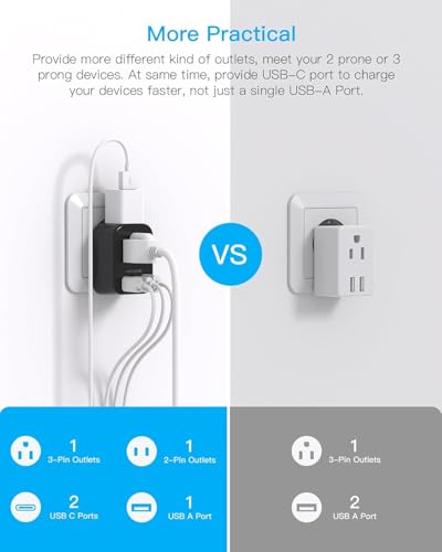 Black European Travel Plug Adapter, US to Europe, Type C Power Adapter - style: Type C - Most of Europe(Black)