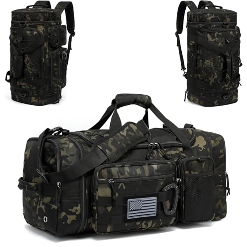 Tactical 체육관 및 여행 더플 백 백팩 남성용 밀리터리 스포츠 더플 백, 카모, 미디엄 스포츠 더플 백 - color: 카모