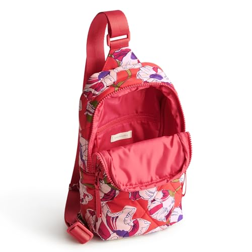 Vera Bradley 여성용 페더웨이트 로먼 슬링 백팩, 소용돌이 치는 양귀비, 원사이즈 - color: 소용돌이 치는 양귀비