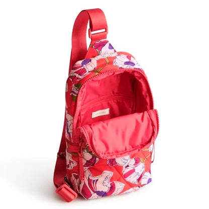 Vera Bradley 여성용 페더웨이트 로먼 슬링 백팩, 소용돌이 치는 양귀비, 원사이즈 - color: 소용돌이 치는 양귀비
