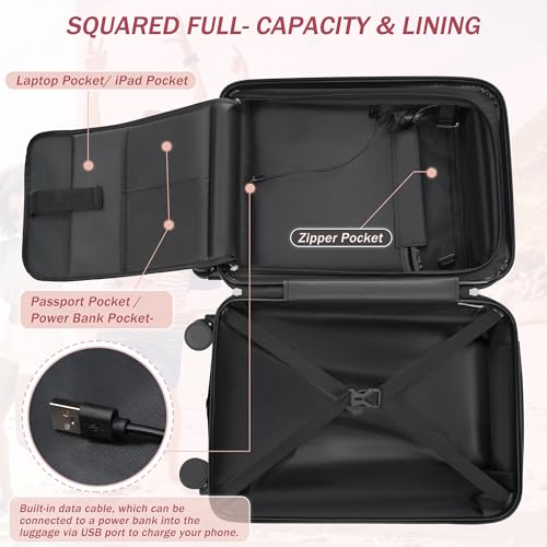 Merax 5 Piece Hardshell Luggage Set with Half Opening Suitcase.Light Pink - color: Light Pink-1, size: 5 Piece(20/24/28/DB/TB)
