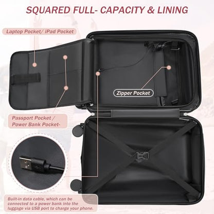 Merax 5 Piece Hardshell Luggage Set with Half Opening Suitcase.Light Pink - color: Light Pink-1, size: 5 Piece(20/24/28/DB/TB)