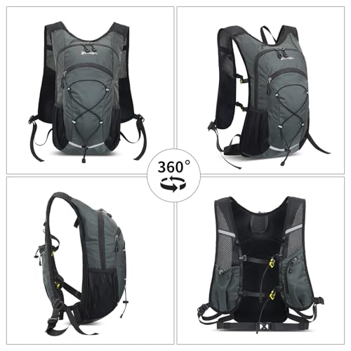 15L Small Hiking Backpack Lightweight Hydration Backpack for Men Women, Warterproof Hiking Daypack for Travel Cycling - color: Grey