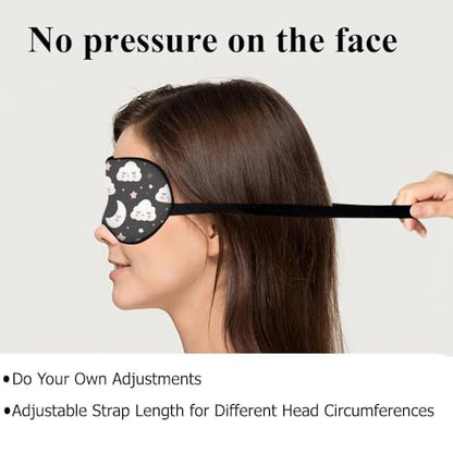 Grey Night Sleep Eye Mask Eye Cover Cute Cartoon Clouds Moons White Pink Silk Eye Mask for Sleeping with Adjustable Strap for Travel Nap Shift Work Office - color: Grey Night