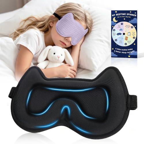 Kids Sleep Mask, 3D Contoured Kids Eye Mask for Sleeping - color: Purple