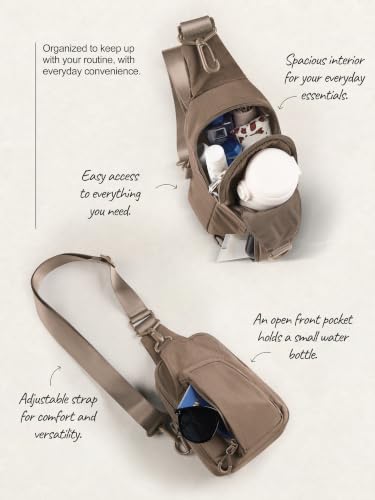 ODODOS Sling Bag with Adjustable Straps Crossbody Chest Bag Lightweight Backpack for Casual Traveling Hiking - color: Field