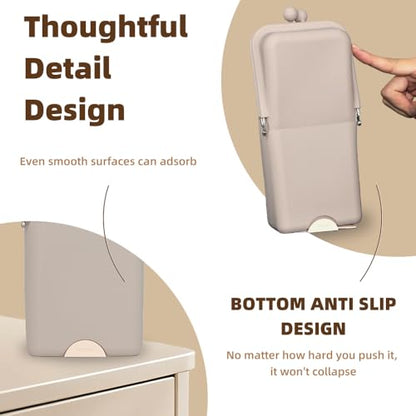 silicone makeup brush holder,waterproof soft and sleek portable travel cosmetic bag,standing makeup bag,grey - color: grey