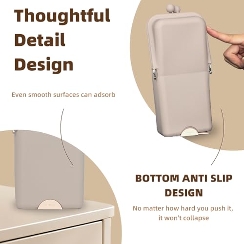 silicone makeup brush holder,waterproof soft and sleek portable travel cosmetic bag,standing makeup bag,grey - color: grey