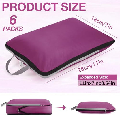 Hosuly 6 Pcs Compression Packing Cubes, 17.3 x 12.6'', Purple - color: Purple
