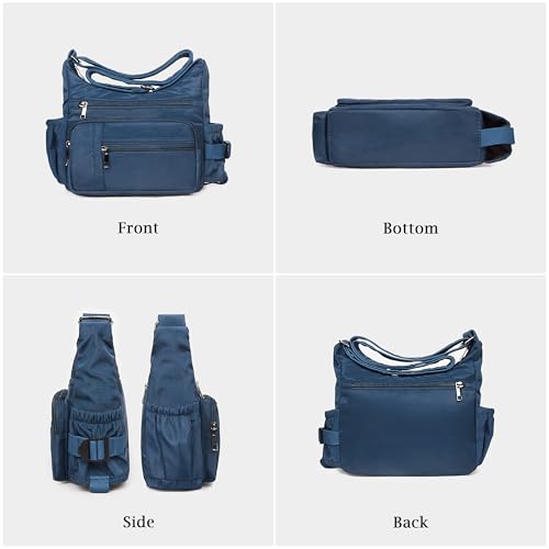VOLGANIK ROCK RFID Anti Thief Crossbody Bag for Women Waterproof Shoulder Bag Messenger Bag Casual Nylon Purse Handbag - color: Dark Blue